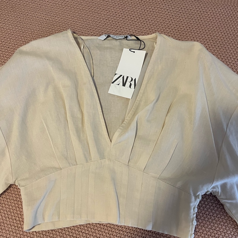 Zara NWT TAILORED WAIST CROPPED BLOUSE